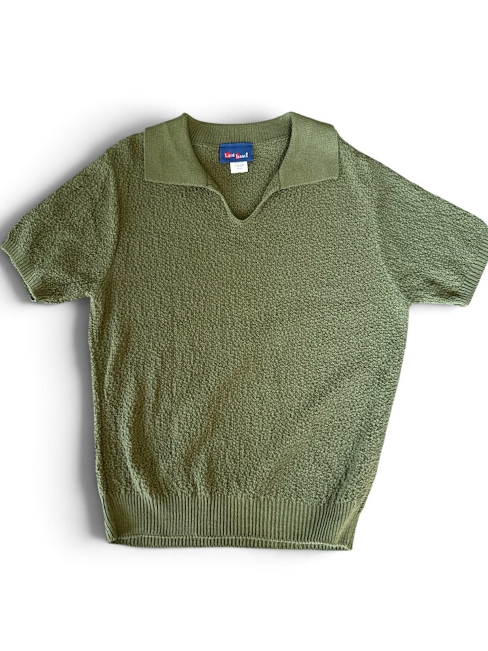 Vintage Lord Isaacs Olive Green Short Sleeve Sweater size Medium